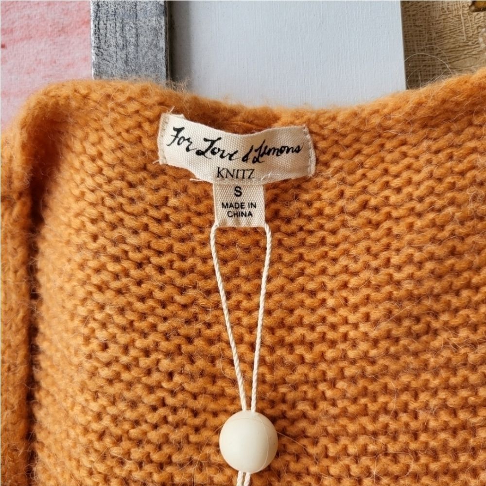 NWT For Love & Lemons Burnt Orange Dylan Open Front Long Duster Cardigan Small - Picture 9 of 10